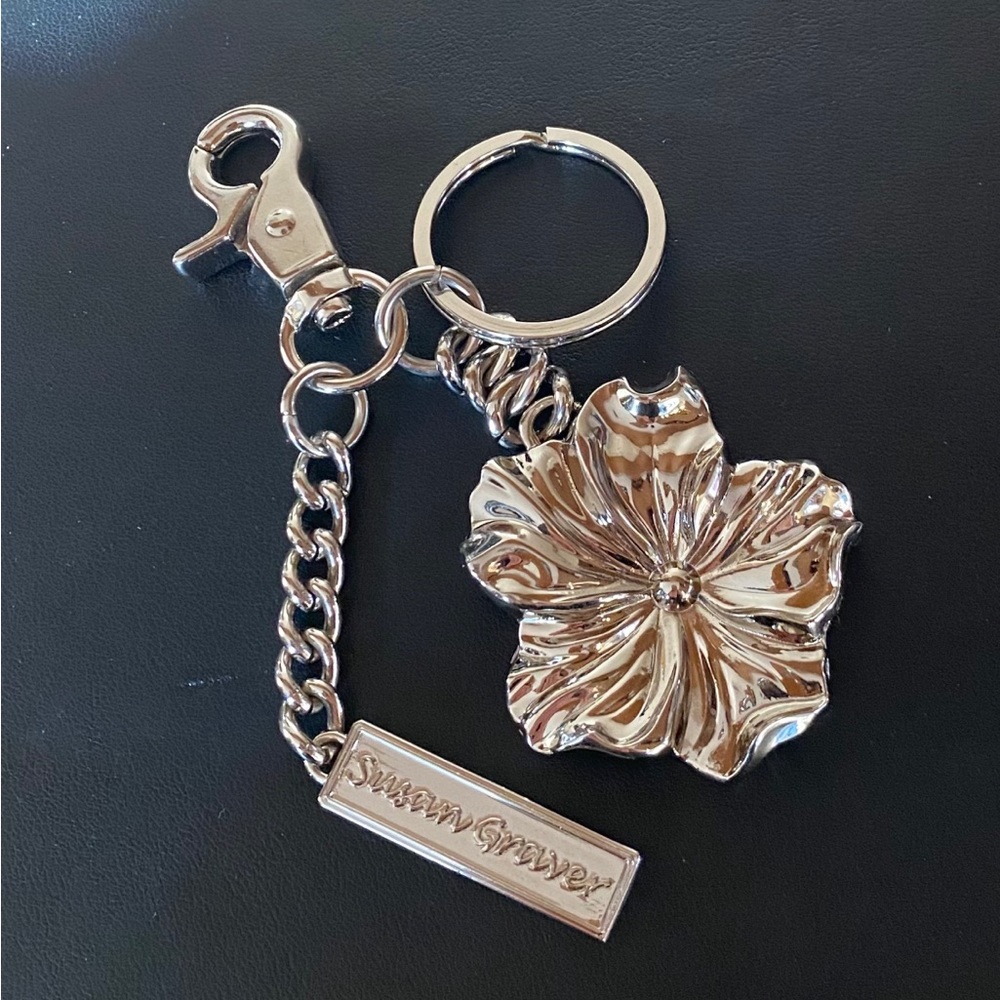 Susan Graver Silver Tone Purse Bag Charm Key Ring FOB